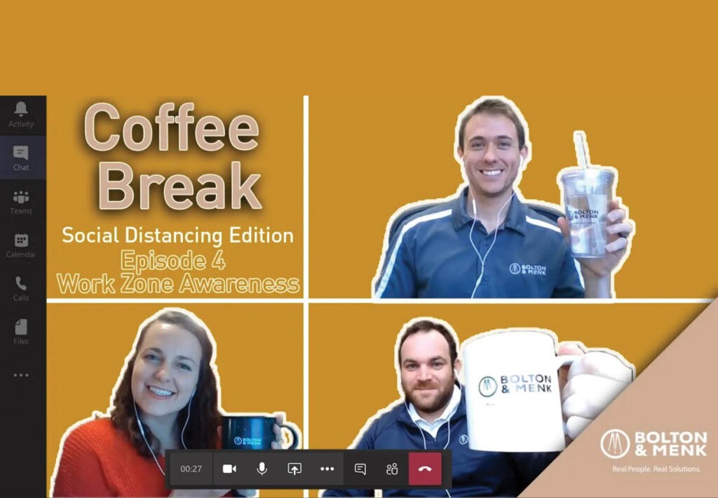 coffee break episode 4 graphic with three screenshots of people
