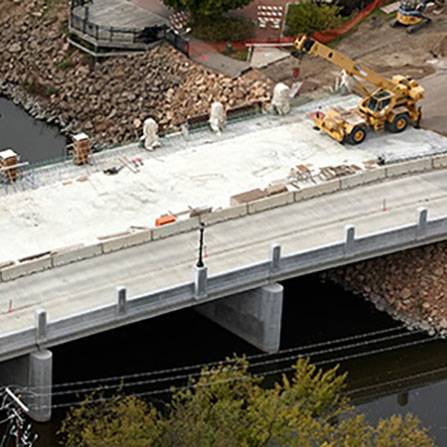 Aerial view of new CSAH 10 bridge