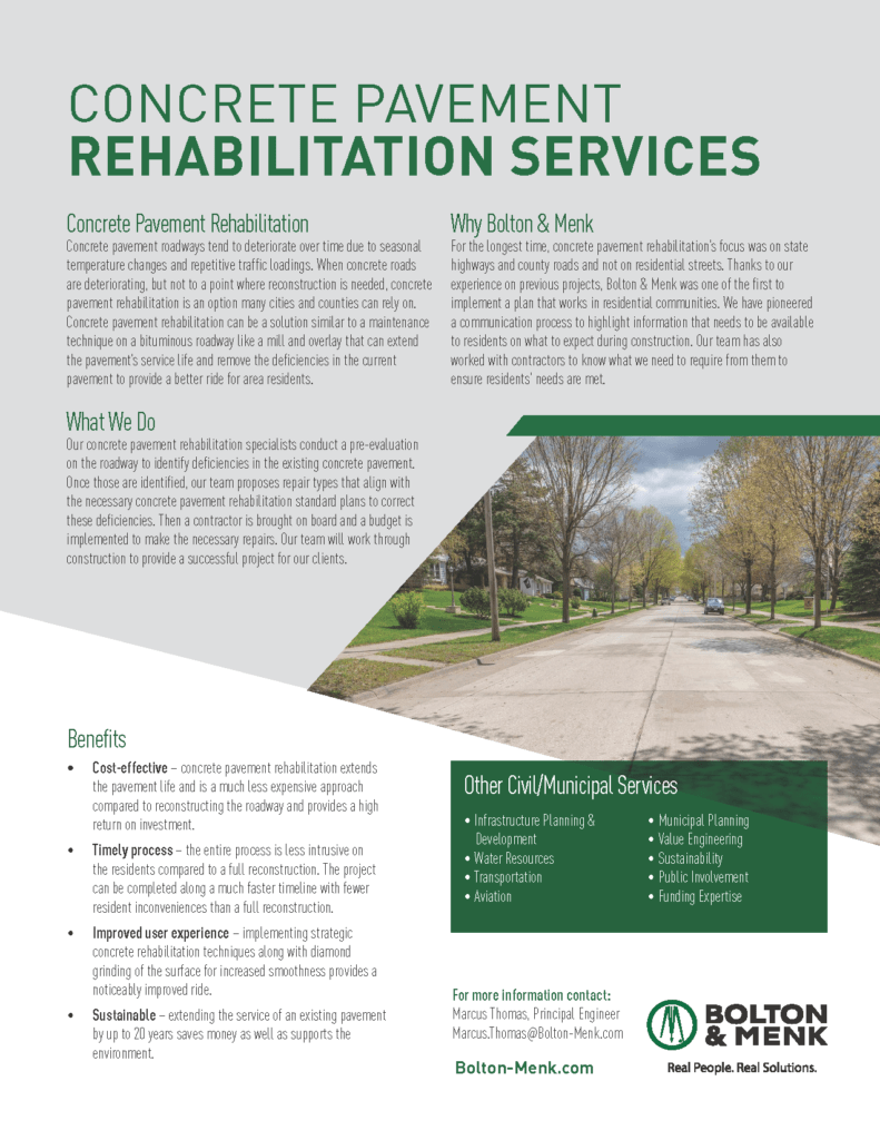 concrete pavement rehabilitation sales tool