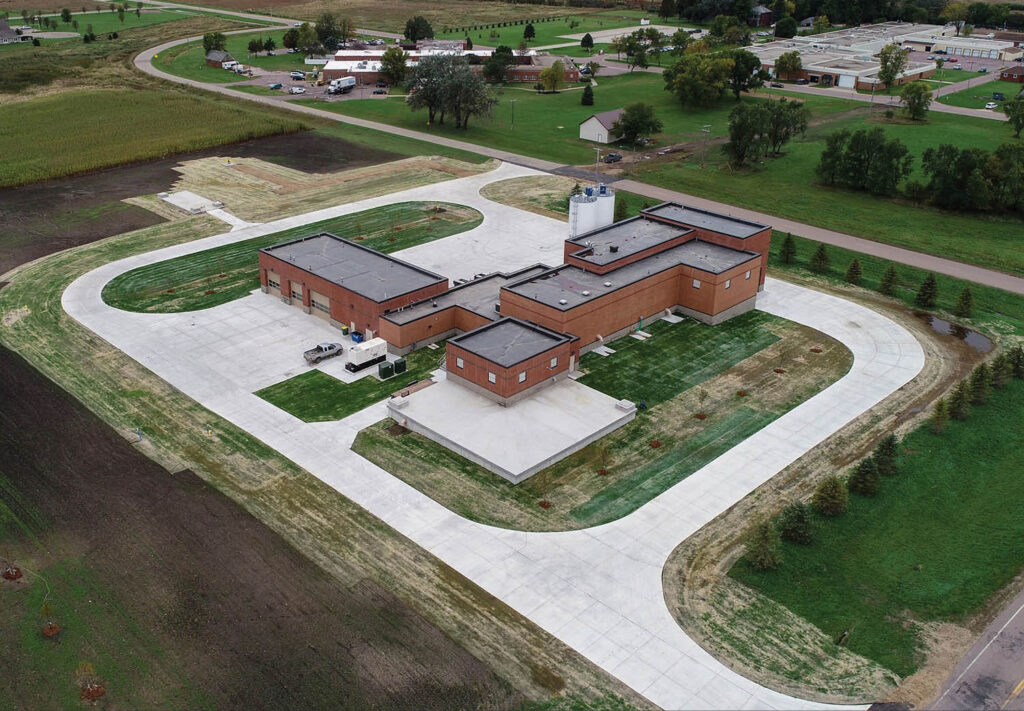 aerial image of Pipestone, MN water treatment plant facility
