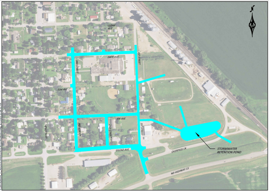 Map of project area for street
and stormwater project