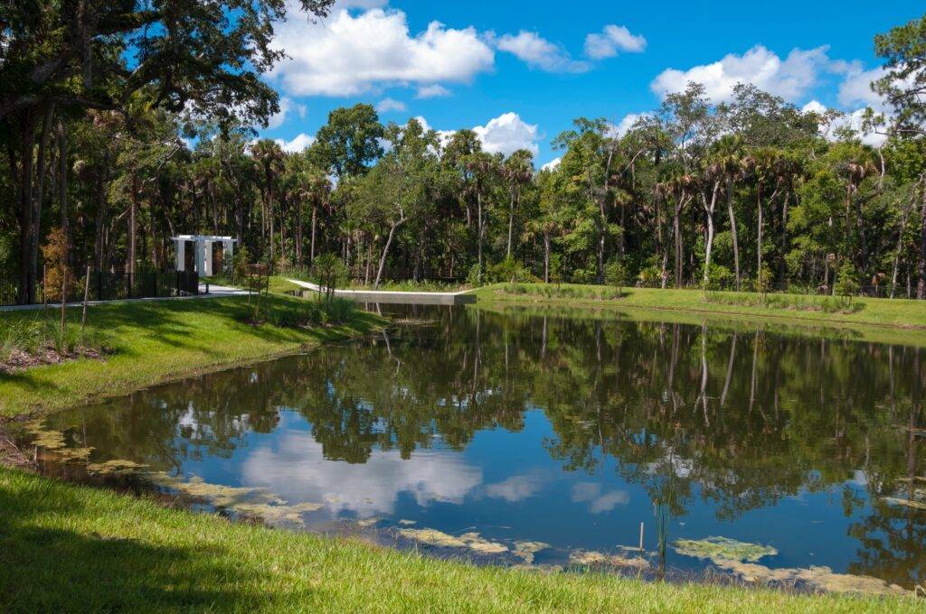 Stormwater retention ponds that filter stormwater