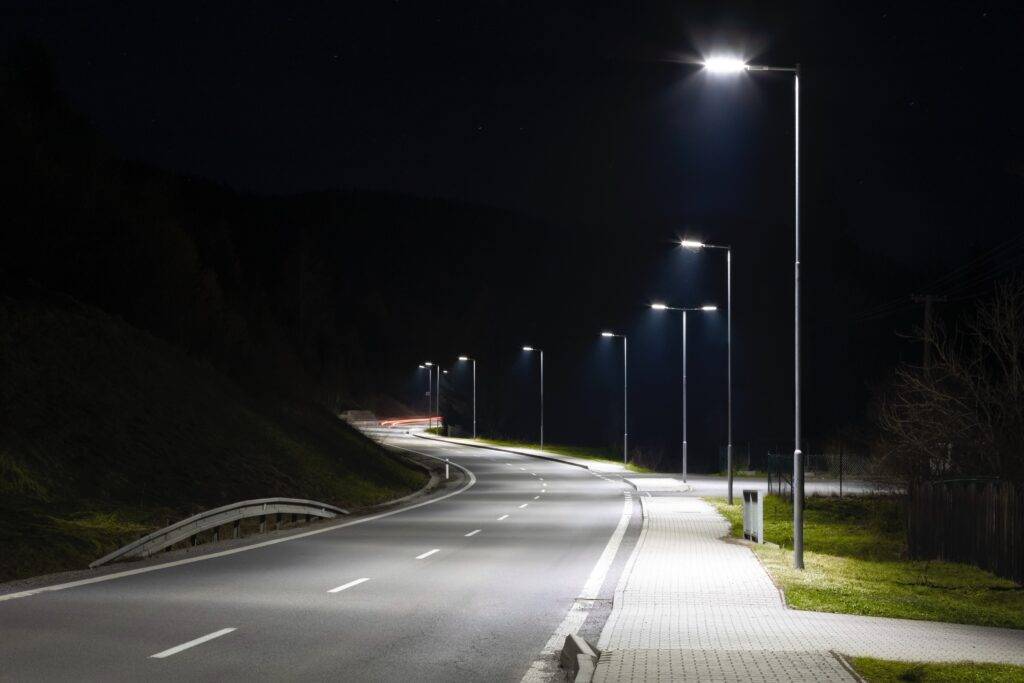 Corridor with LED streetlights