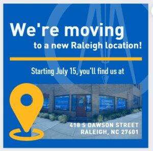 • Image of front of building with sign saying “Coming Soon”