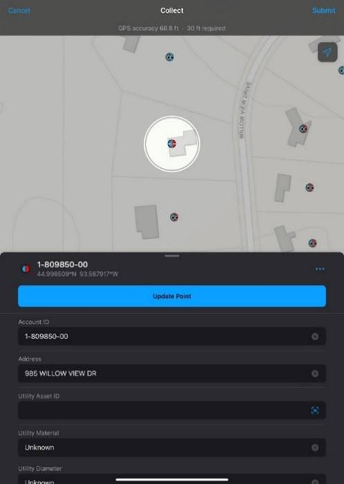 screenshot of map for lead data collection