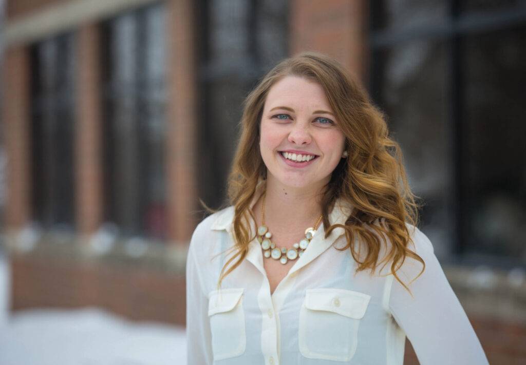 Woman smiling outside