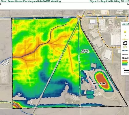 Colorful drainage map showing basin elevation variations