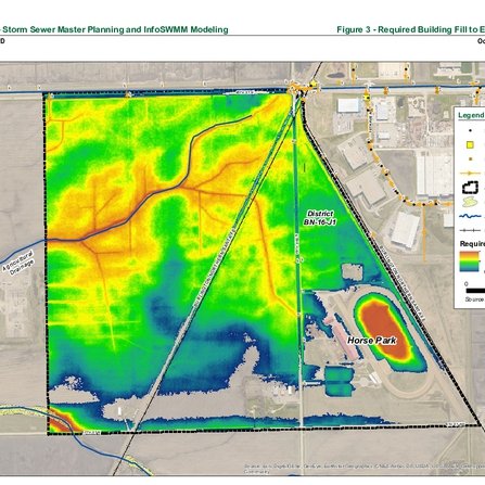 Colorful drainage map showing basin elevation variations