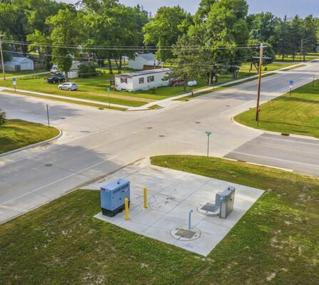 Aerial view of a intersection