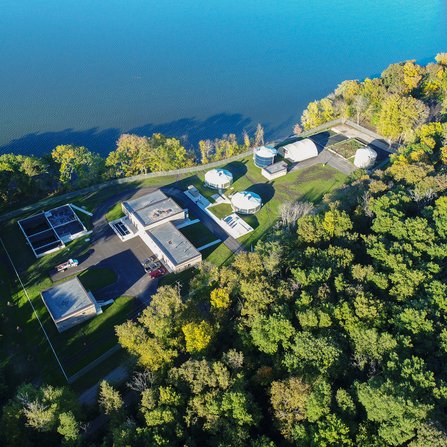 Water treatment facility on lake shore