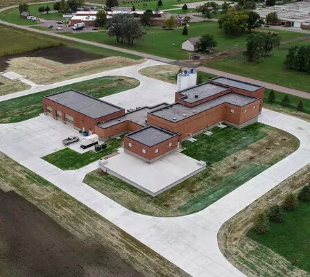 Aerial view of a rural water treatment facility