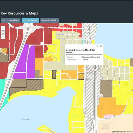 Graphic visualization of zoning featured under Key Resources and Maps