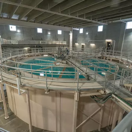 Open water tank in water treatment facility