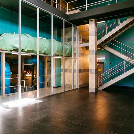 Colorful pipes inside a facility