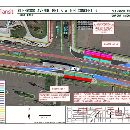 Transit map with labeled features and highlighted segments