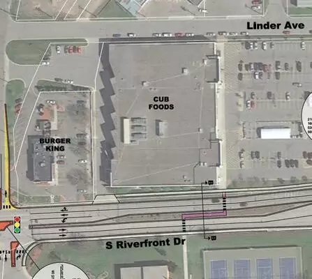 Map showing highlighted corridor with multiple lanes