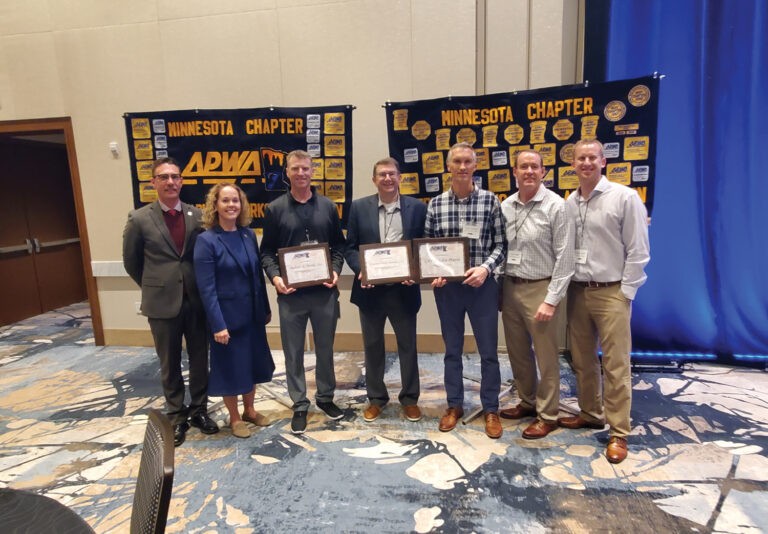 Members of the Duck Lake Road Improvement project team celebrating their Structural APWA-MN Project of the Year win