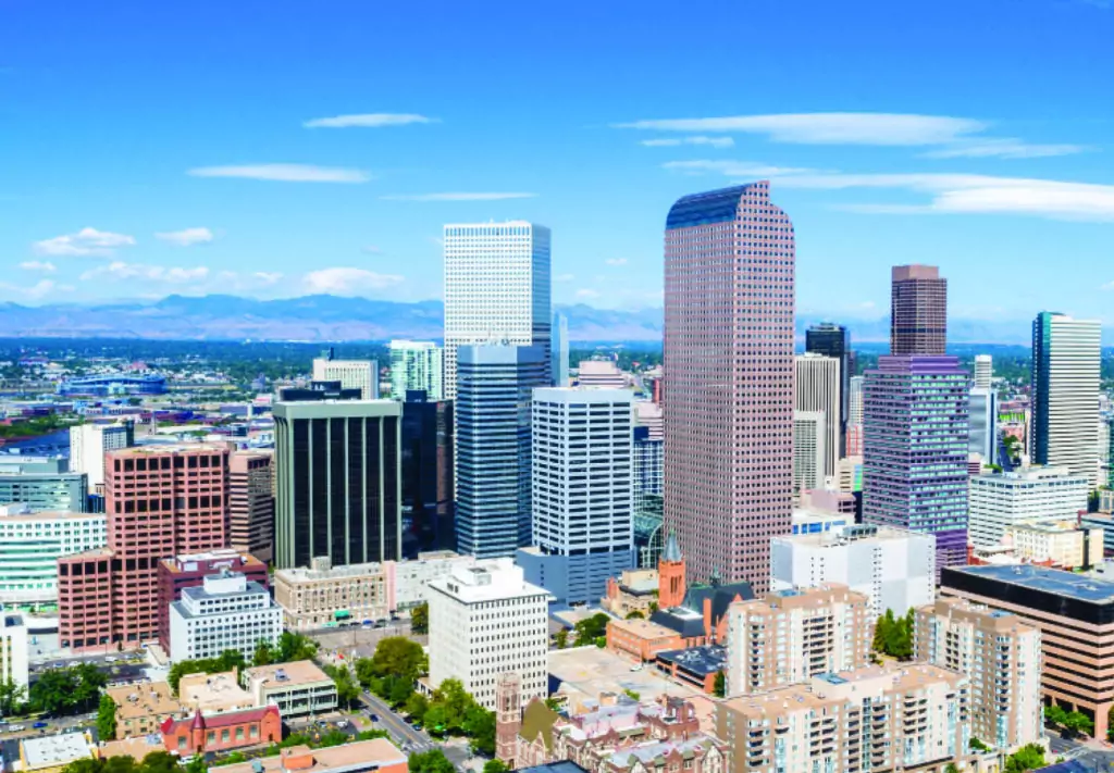 Aerial view of downtown Denver, Colorado