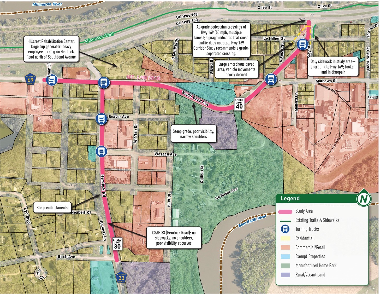 South Bend Safe Routes to Multimodal project map graphic