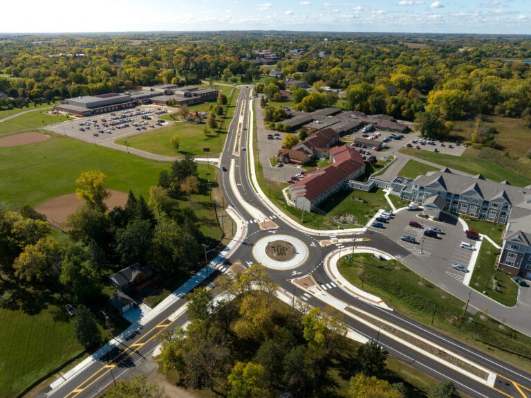 An aerial view of the City of Annandale after construction.