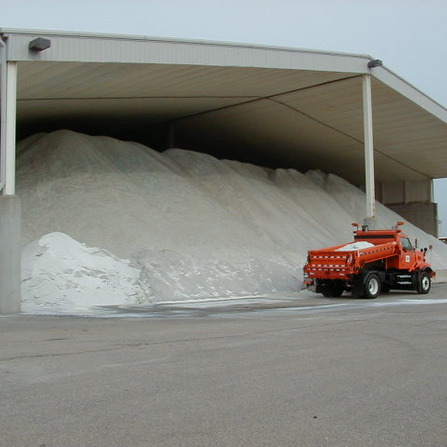 Salt storage facility filled with salt