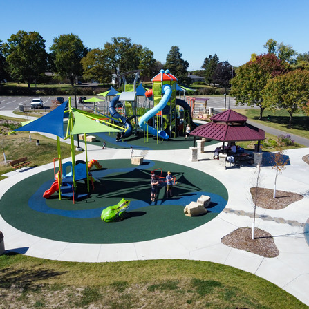 An aerial view of a park