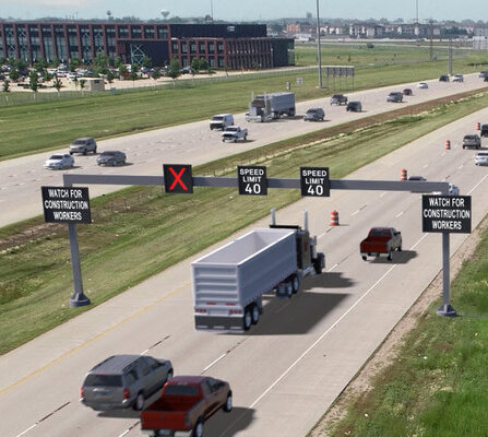 A long shot of a highway