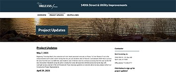 Orleans 140th Street & Utility Improvements website banner