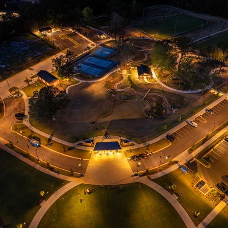 Aerial view of a park at night